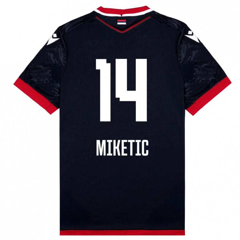 Danxen Kinder Aleksandar Miketic #14 Schwarz Rot Auswärtstrikot Trikot 2025/26 T-Shirt