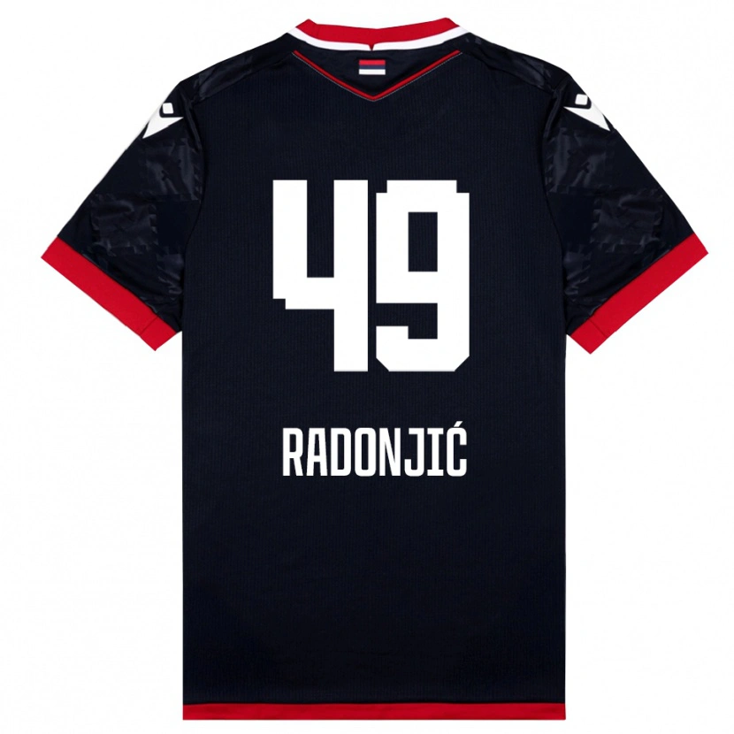 Danxen Kinder Nemanja Radonjić #49 Schwarz Rot Auswärtstrikot Trikot 2025/26 T-Shirt
