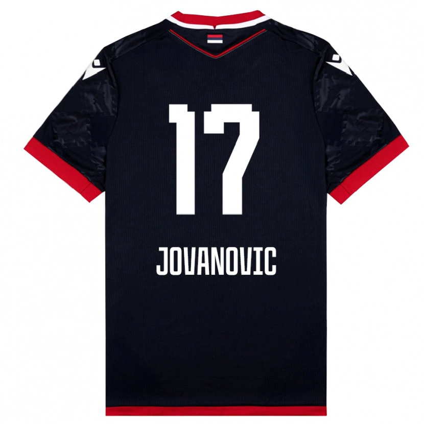 Danxen Kinder Dusan Jovanovic #17 Schwarz Rot Auswärtstrikot Trikot 2025/26 T-Shirt