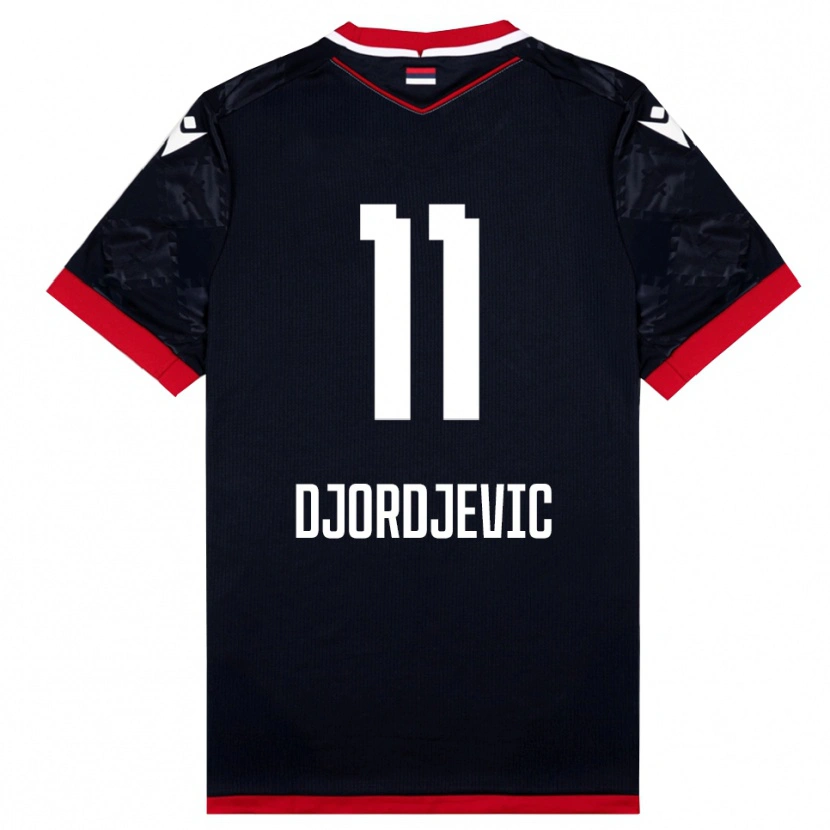 Danxen Kinder Uros Djordjevic #11 Schwarz Rot Auswärtstrikot Trikot 2025/26 T-Shirt