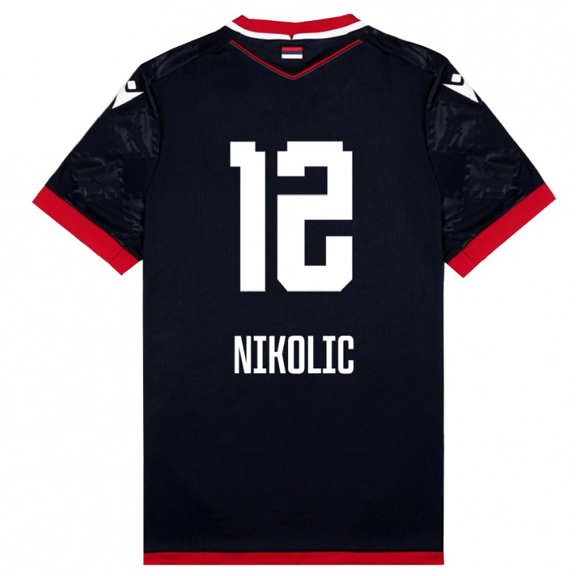 Danxen Kinder Uros Nikolic #12 Schwarz Rot Auswärtstrikot Trikot 2025/26 T-Shirt