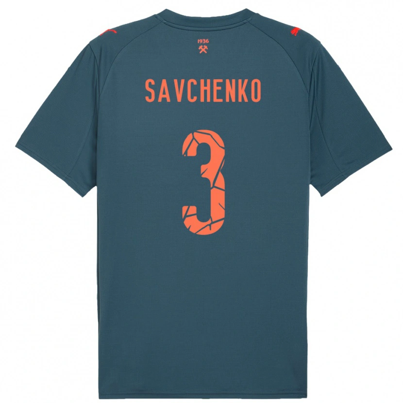 Danxen Kinder Roman Savchenko #3 Marineblau Rot Auswärtstrikot Trikot 2025/26 T-Shirt