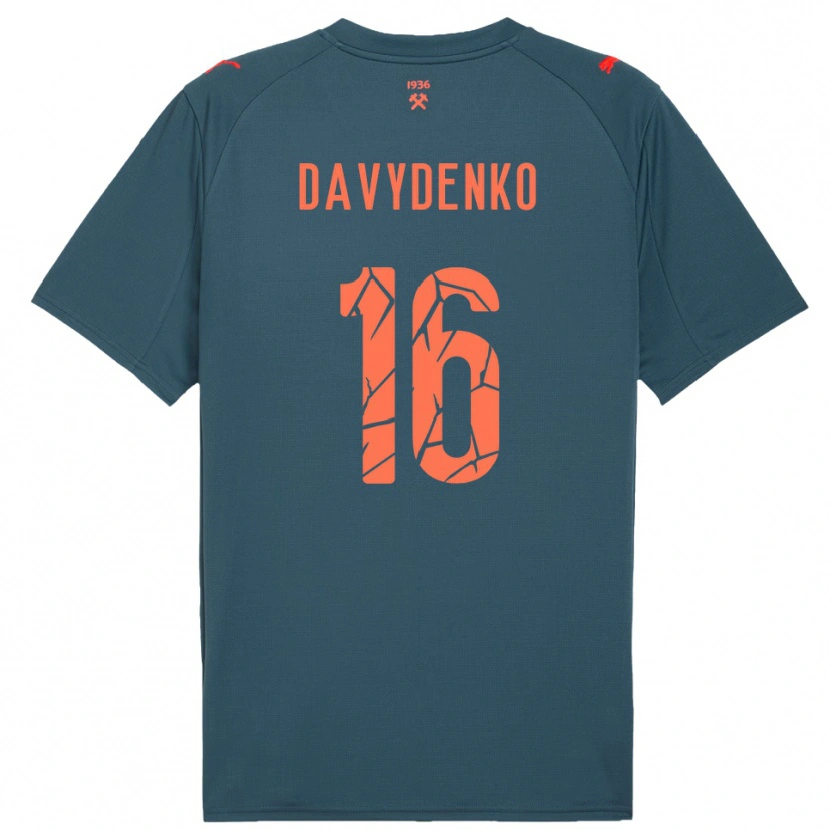 Danxen Kinder Danylo Davydenko #16 Marineblau Rot Auswärtstrikot Trikot 2025/26 T-Shirt