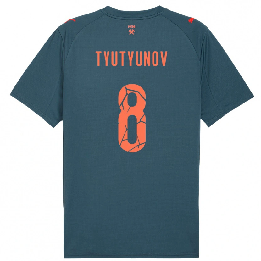 Danxen Kinder Vladyslav Tyutyunov #8 Marineblau Rot Auswärtstrikot Trikot 2025/26 T-Shirt