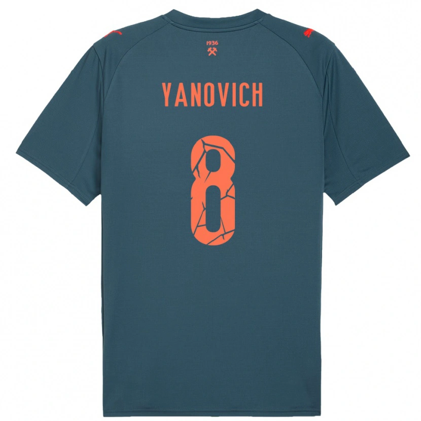 Danxen Kinder Yevgen Yanovich #8 Marineblau Rot Auswärtstrikot Trikot 2025/26 T-Shirt