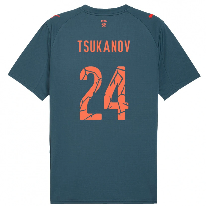 Danxen Kinder Viktor Tsukanov #24 Marineblau Rot Auswärtstrikot Trikot 2025/26 T-Shirt