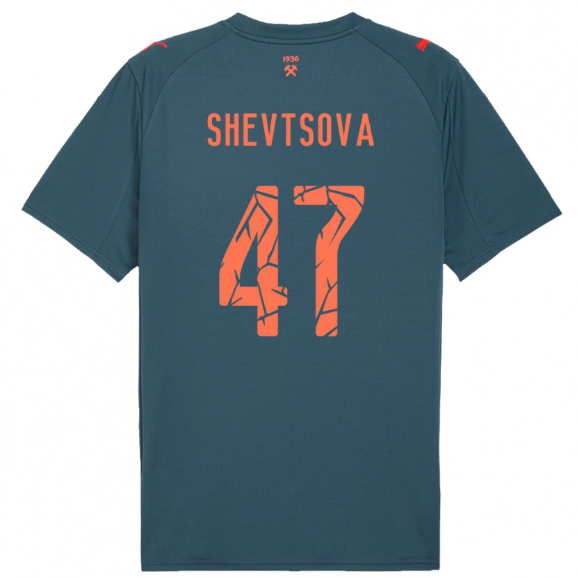 Danxen Kinder Viktoriia Shevtsova #47 Marineblau Rot Auswärtstrikot Trikot 2025/26 T-Shirt