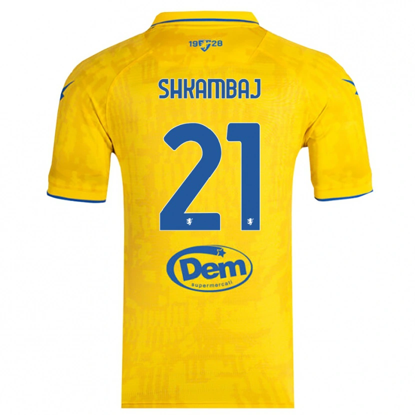 Danxen Herren Ardit Shkambaj #21 Gelb Blau Heimtrikot Trikot 2025/26 T-Shirt