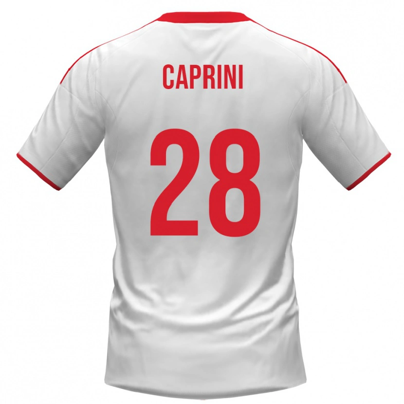 Danxen Herren Maat Daniel Caprini #28 Weiß Rot Heimtrikot Trikot 2025/26 T-Shirt