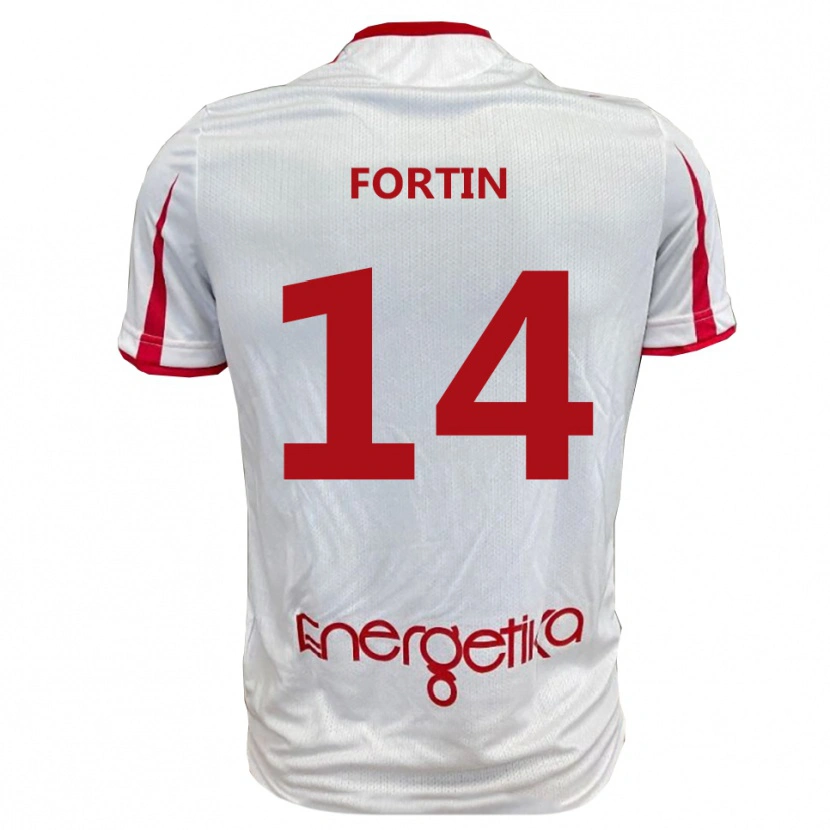 Danxen Herren Mattia Fortin #14 Weiß Rot Heimtrikot Trikot 2025/26 T-Shirt