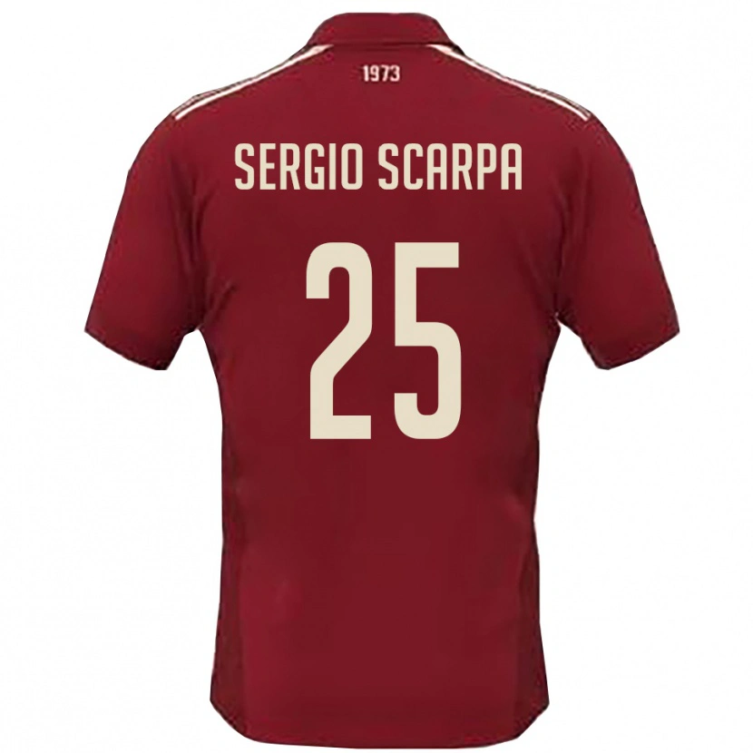 Danxen Herren Nicolò Sergio Scarpa #25 Burgunderrot Weiß Heimtrikot Trikot 2025/26 T-Shirt