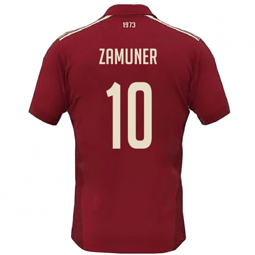 Danxen Herren Mattia Zamuner #10 Burgunderrot Weiß Heimtrikot Trikot 2025/26 T-Shirt