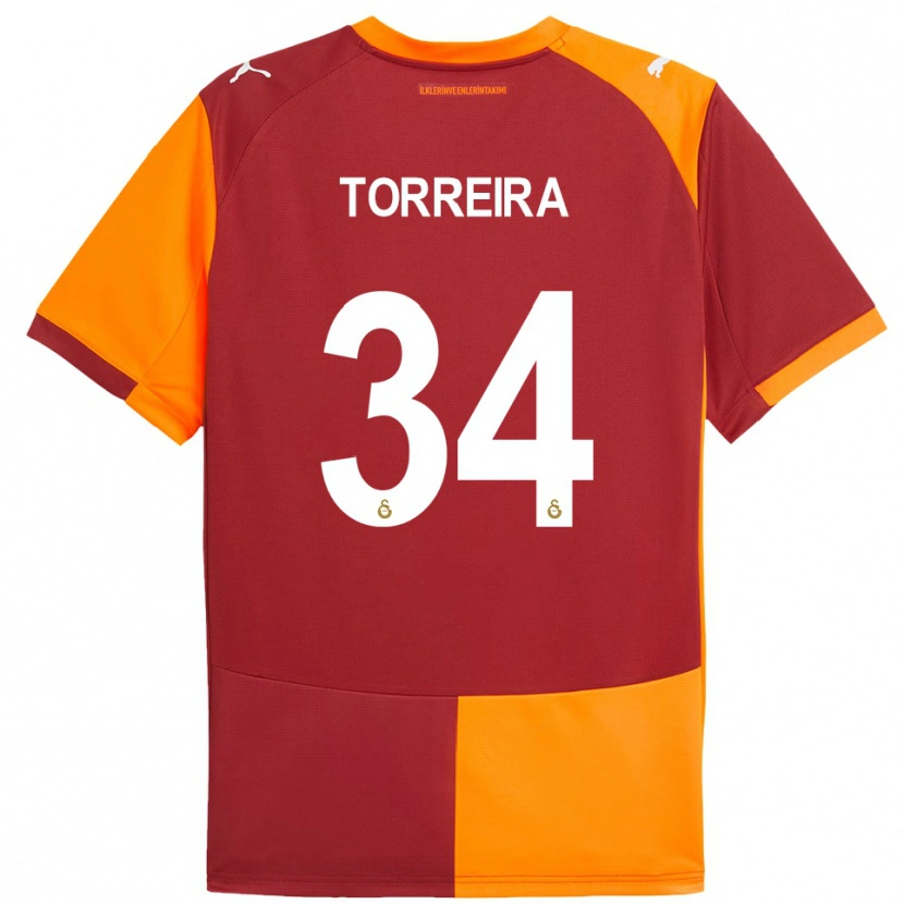 Danxen Herren Lucas Torreira #34 Rot Orange Heimtrikot Trikot 2025/26 T-Shirt