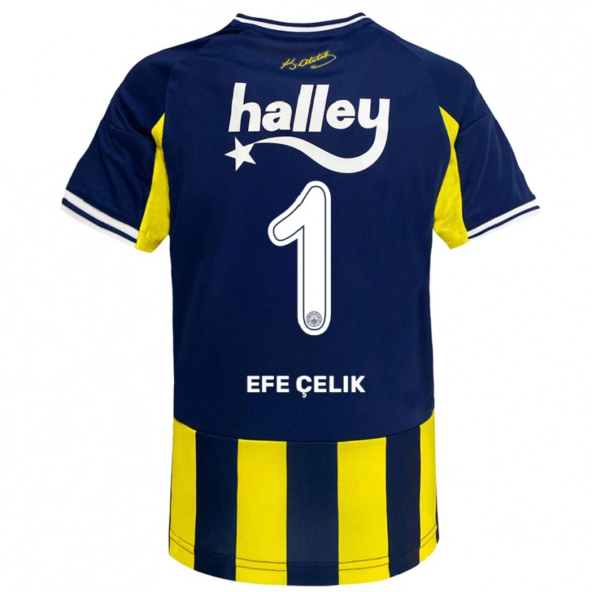 Danxen Herren Mehmet Efe Çelik #1 Gelb Marineblau Weiß Heimtrikot Trikot 2025/26 T-Shirt
