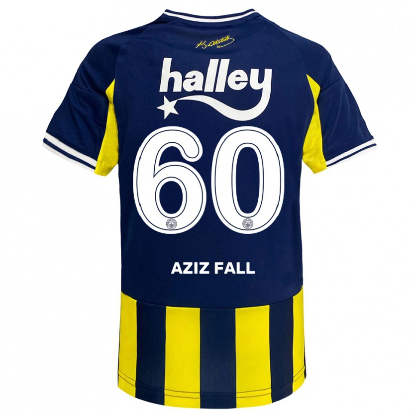 Danxen Herren Abdou Aziz Fall #60 Gelb Marineblau Weiß Heimtrikot Trikot 2025/26 T-Shirt