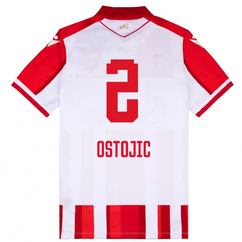 Danxen Herren Mateja Ostojic #2 Rot Weiß Heimtrikot Trikot 2025/26 T-Shirt