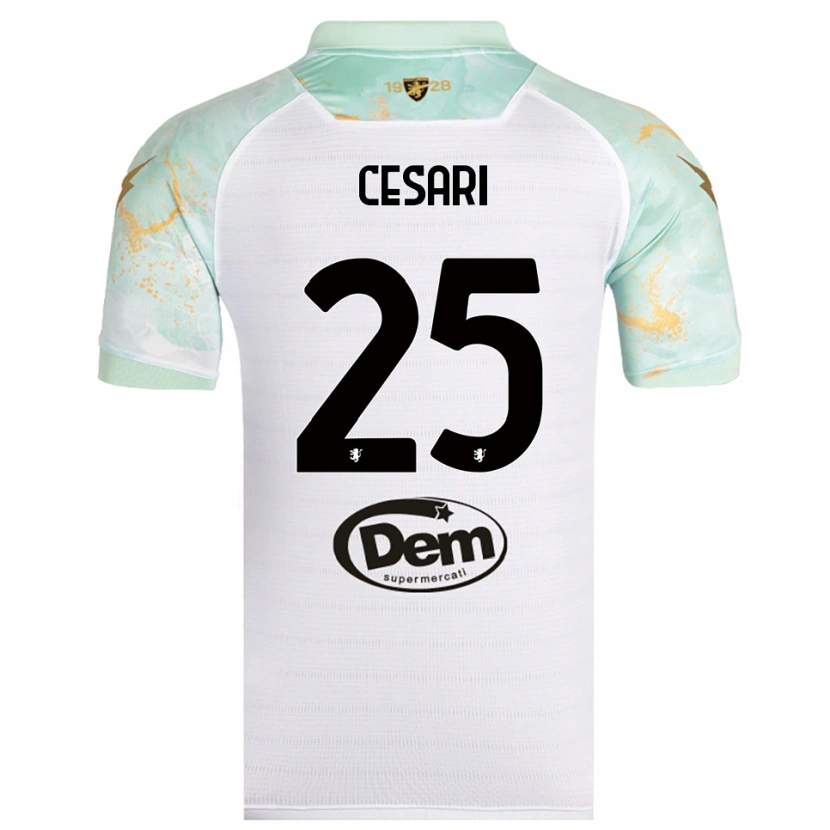 Danxen Herren Nicolò Cesari #25 Weiß Schwarz Auswärtstrikot Trikot 2025/26 T-Shirt