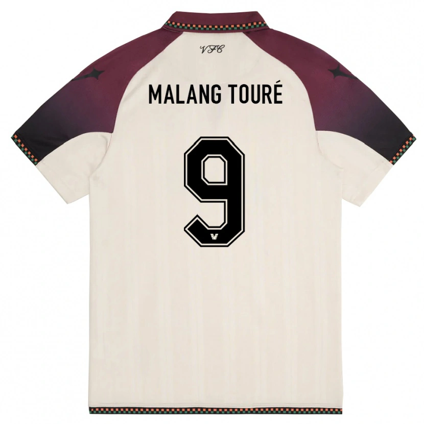 Danxen Herren Mohamed Malang Touré #9 Cremefarben Burgund Auswärtstrikot Trikot 2025/26 T-Shirt