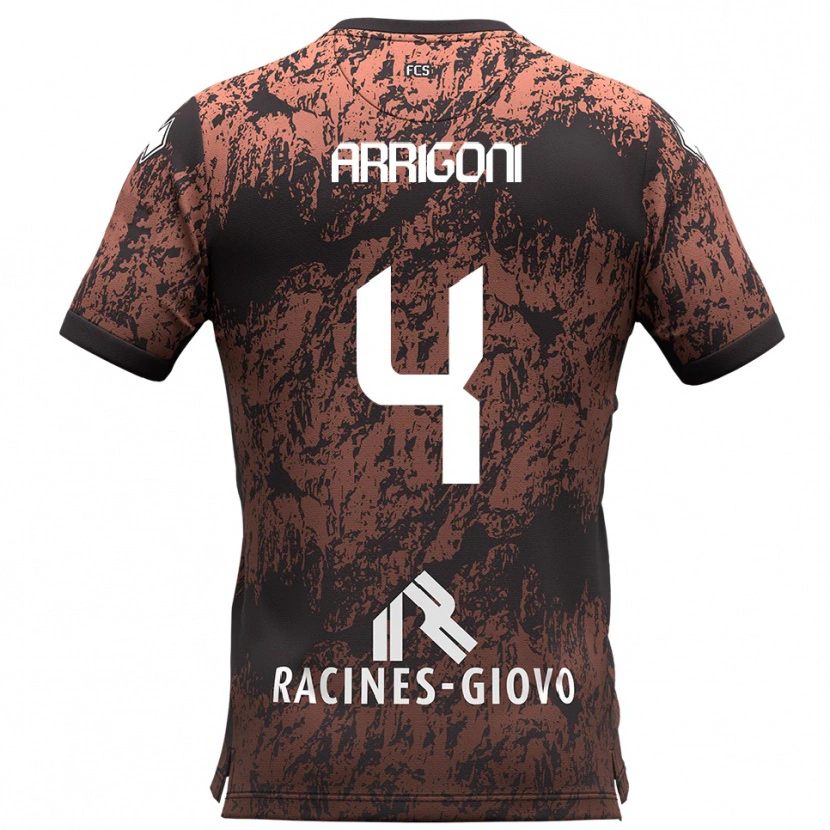 Danxen Herren Tommaso Arrigoni #4 Braun Schwarz Auswärtstrikot Trikot 2025/26 T-Shirt