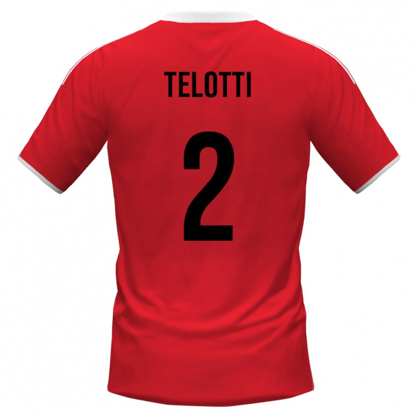 Danxen Herren Giacomo Telotti #2 Rot Weiß Auswärtstrikot Trikot 2025/26 T-Shirt