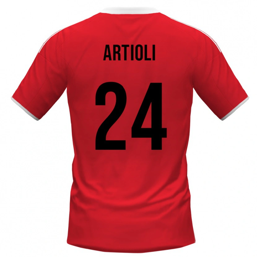 Danxen Herren Federico Artioli #24 Rot Weiß Auswärtstrikot Trikot 2025/26 T-Shirt