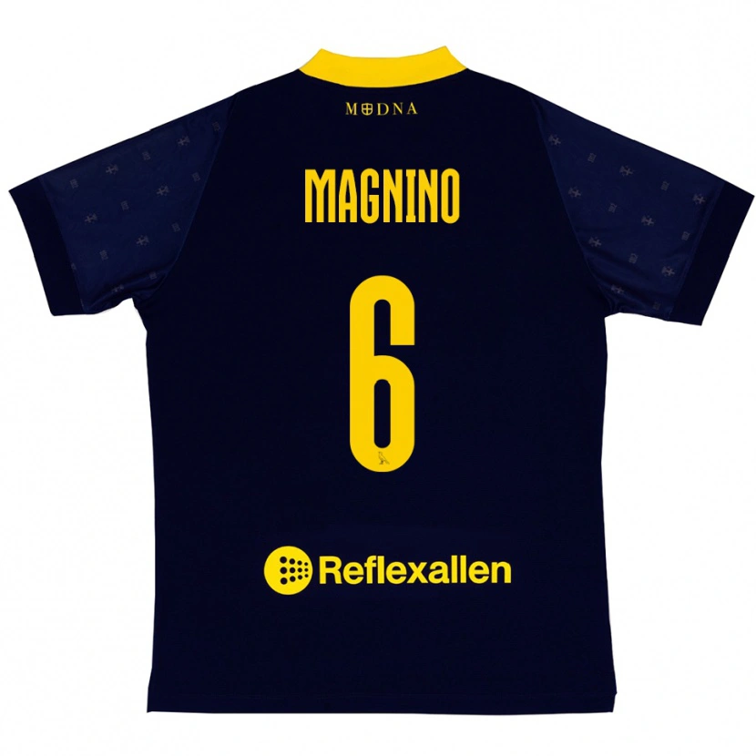 Danxen Herren Luca Magnino #6 Marineblau Gelb Auswärtstrikot Trikot 2025/26 T-Shirt