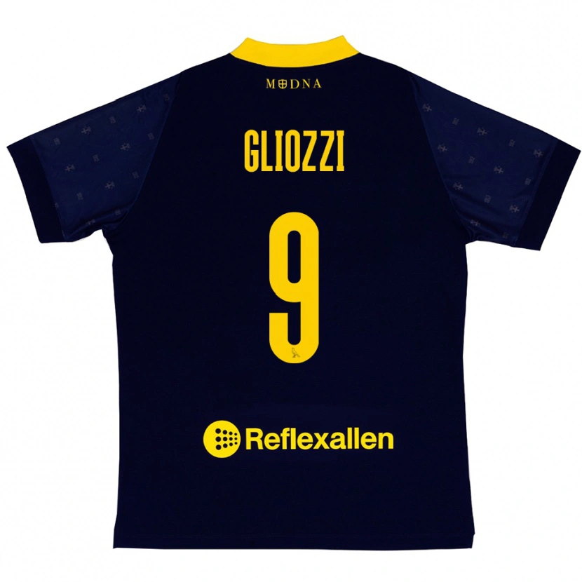 Danxen Herren Ettore Gliozzi #9 Marineblau Gelb Auswärtstrikot Trikot 2025/26 T-Shirt