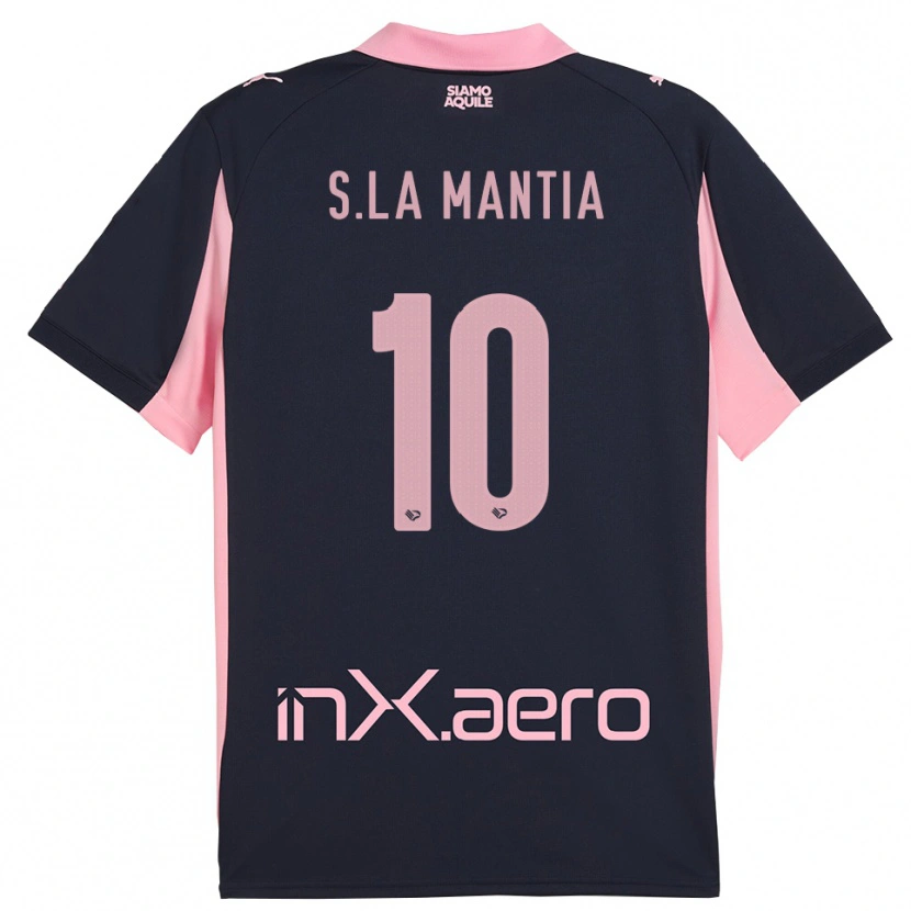 Danxen Herren Samuele La Mantia #10 Marineblau Pink Auswärtstrikot Trikot 2025/26 T-Shirt