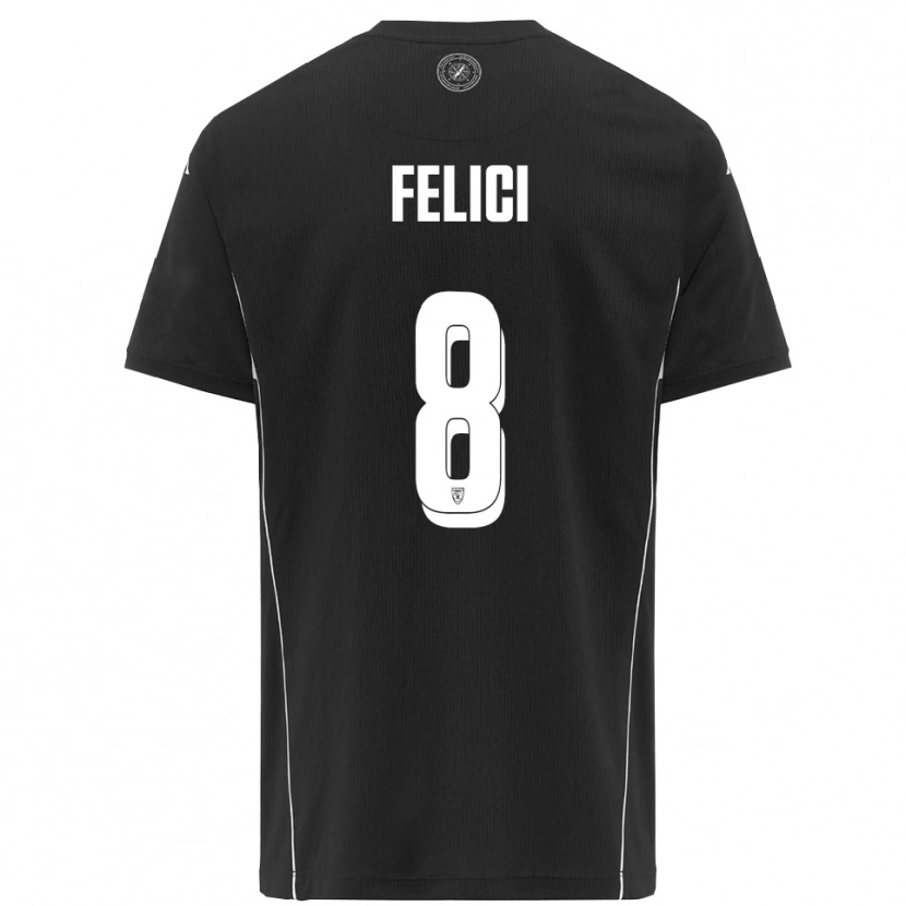 Danxen Herren Giuseppe Felici #8 Schwarz Weiß Auswärtstrikot Trikot 2025/26 T-Shirt