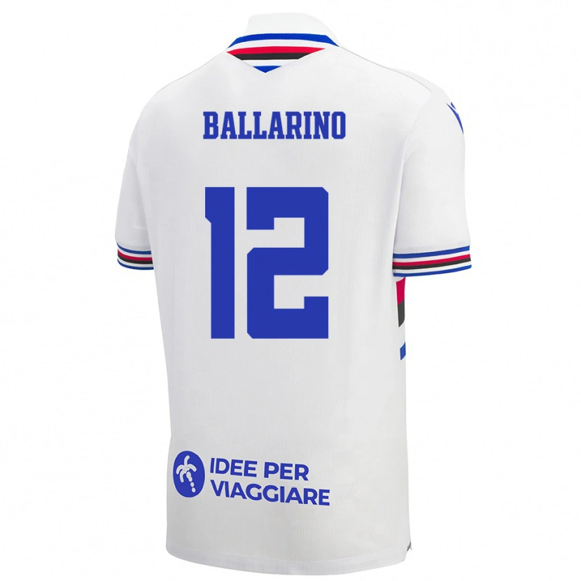 Danxen Herren Alessio Ballarino #12 Weiß Blau Rot Auswärtstrikot Trikot 2025/26 T-Shirt