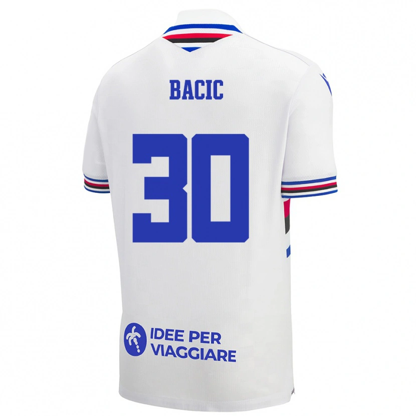 Danxen Herren Mateo Bacic #30 Weiß Blau Rot Auswärtstrikot Trikot 2025/26 T-Shirt