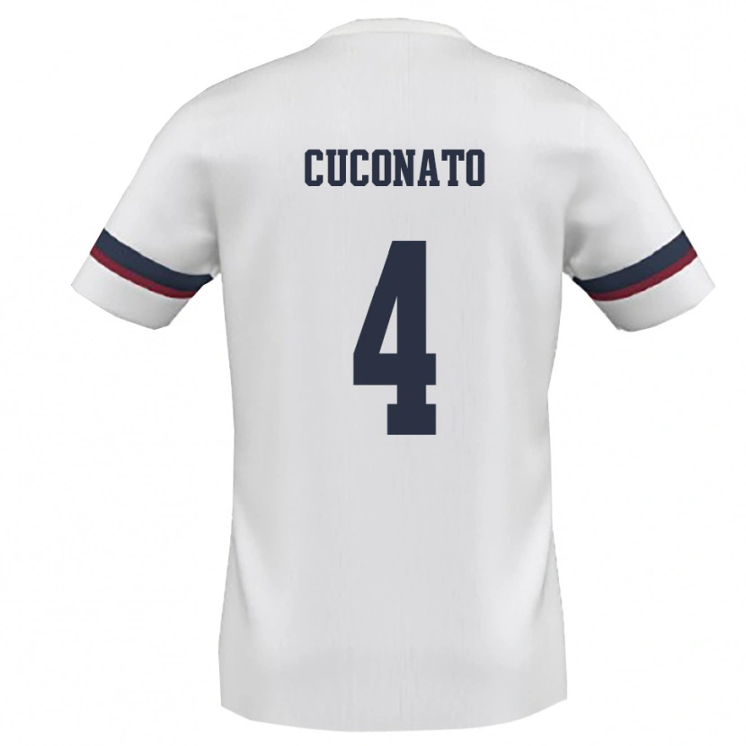 Danxen Herren Giuseppe Cuconato #4 Weiß Rot Auswärtstrikot Trikot 2025/26 T-Shirt