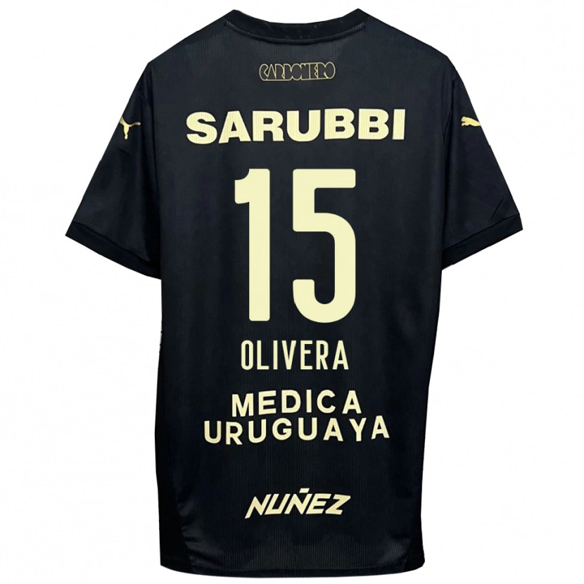 Danxen Herren Maximiliano Olivera #15 Schwarz Gold Auswärtstrikot Trikot 2025/26 T-Shirt