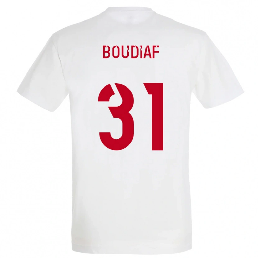 Danxen Herren Ryad Boudiaf #31 Weiß Rot Gelb Auswärtstrikot Trikot 2025/26 T-Shirt