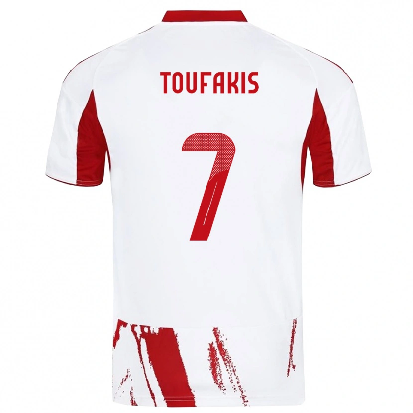 Danxen Herren Paschalis Toufakis #7 Weiß Rot Auswärtstrikot Trikot 2025/26 T-Shirt