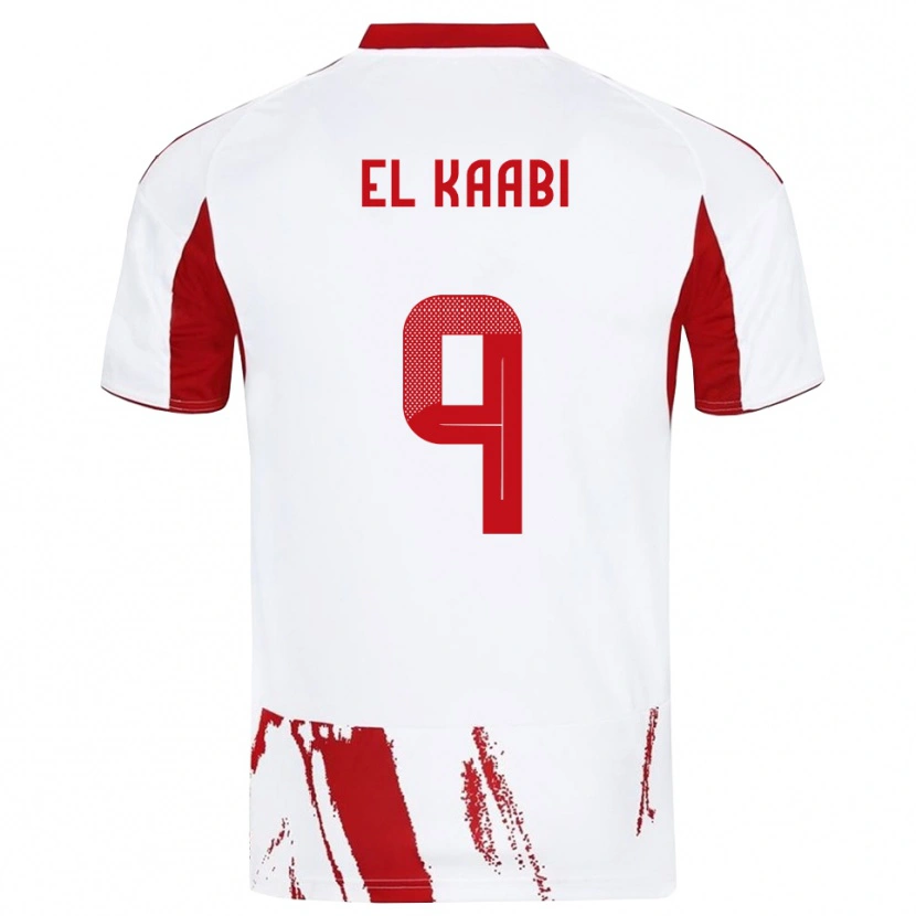 Danxen Herren Ayoub El Kaabi #9 Weiß Rot Auswärtstrikot Trikot 2025/26 T-Shirt