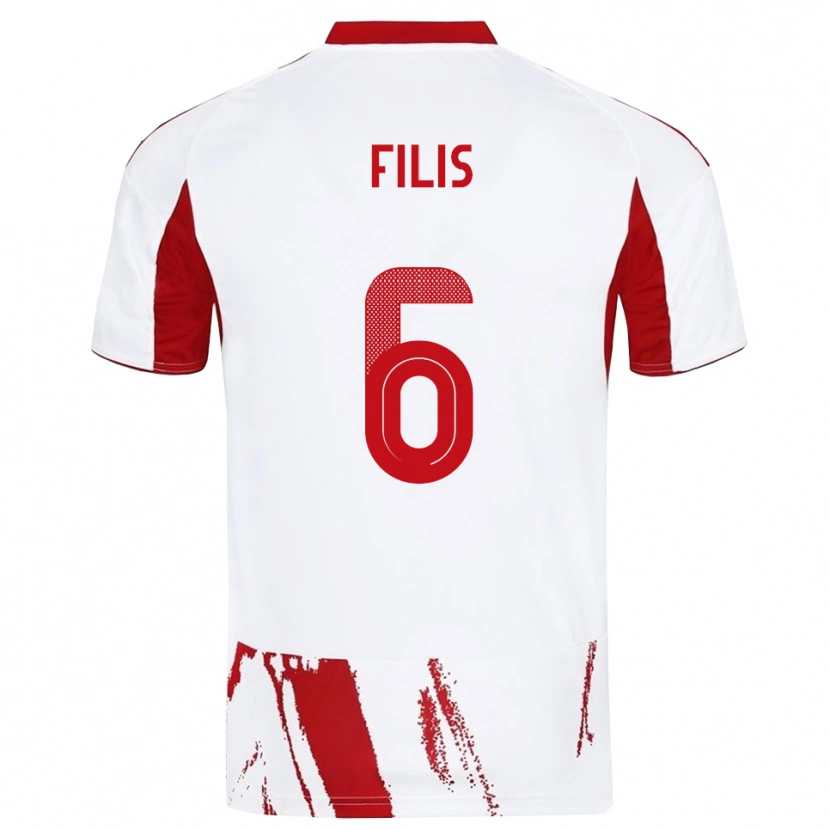 Danxen Herren Christos Filis #6 Weiß Rot Auswärtstrikot Trikot 2025/26 T-Shirt