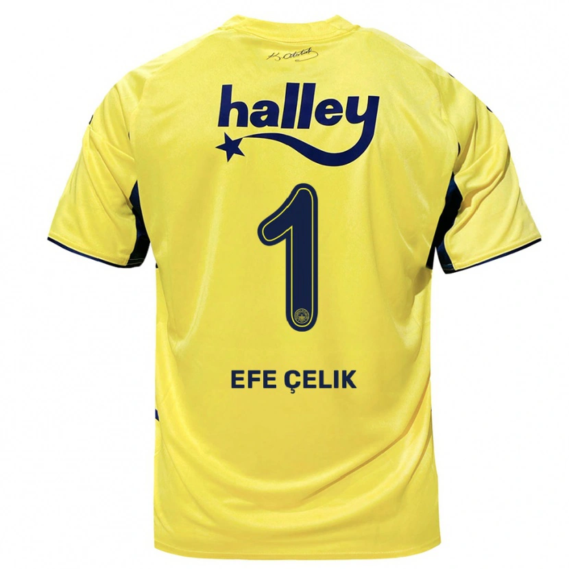 Danxen Herren Mehmet Efe Çelik #1 Gelb Marineblau Auswärtstrikot Trikot 2025/26 T-Shirt