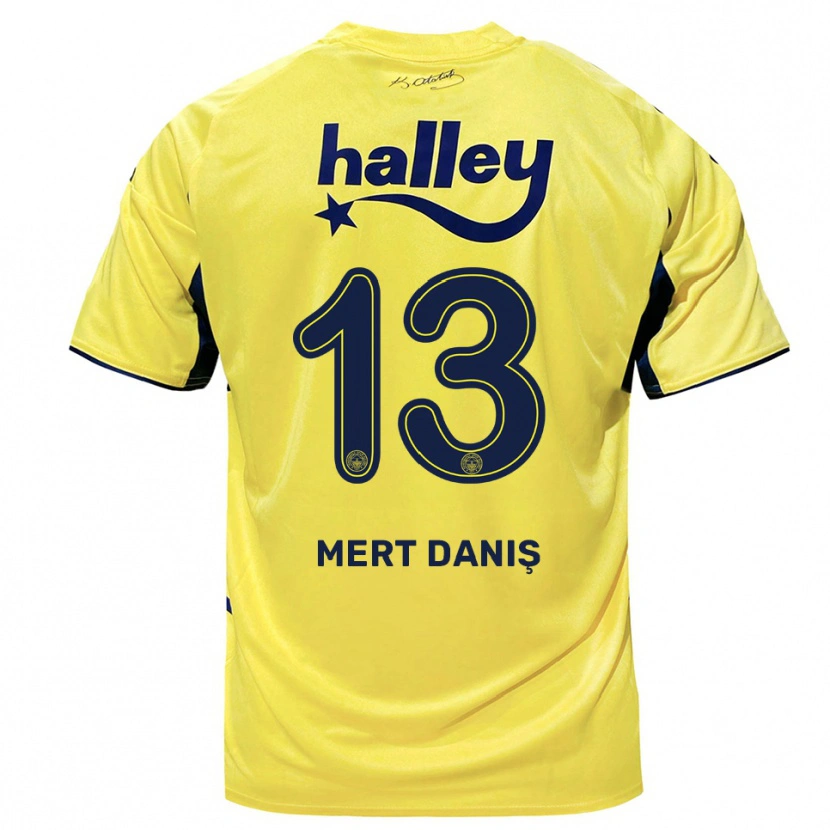 Danxen Herren Mustafa Mert Danış #13 Gelb Marineblau Auswärtstrikot Trikot 2025/26 T-Shirt