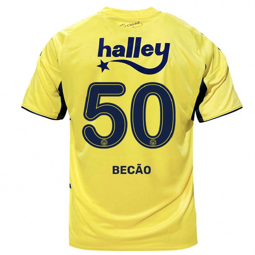 Danxen Herren Rodrigo Becão #50 Gelb Marineblau Auswärtstrikot Trikot 2025/26 T-Shirt