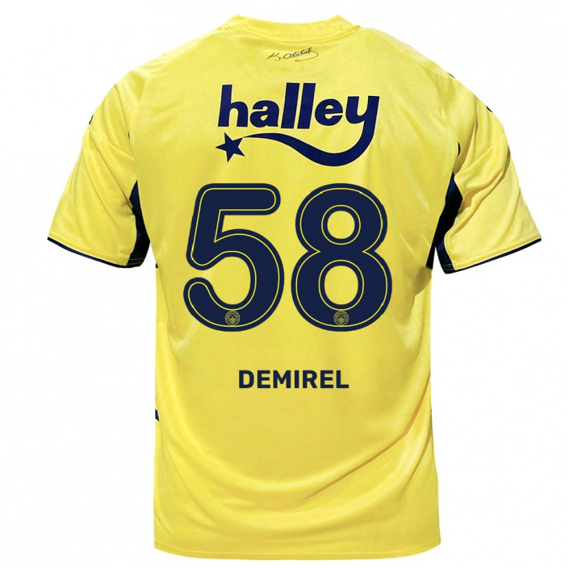 Danxen Herren Görkem Demirel #58 Gelb Marineblau Auswärtstrikot Trikot 2025/26 T-Shirt