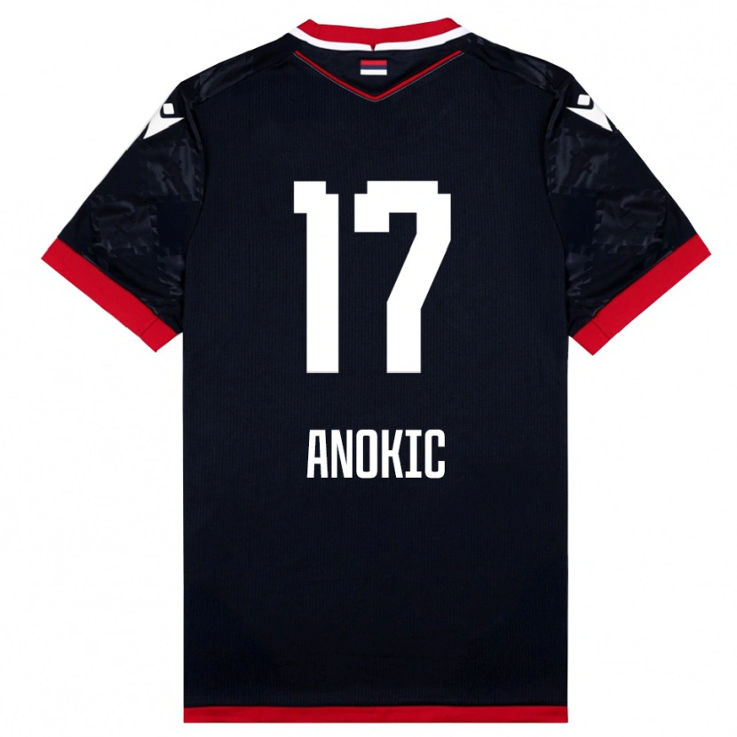 Danxen Herren Dragan Anokic #17 Schwarz Rot Auswärtstrikot Trikot 2025/26 T-Shirt