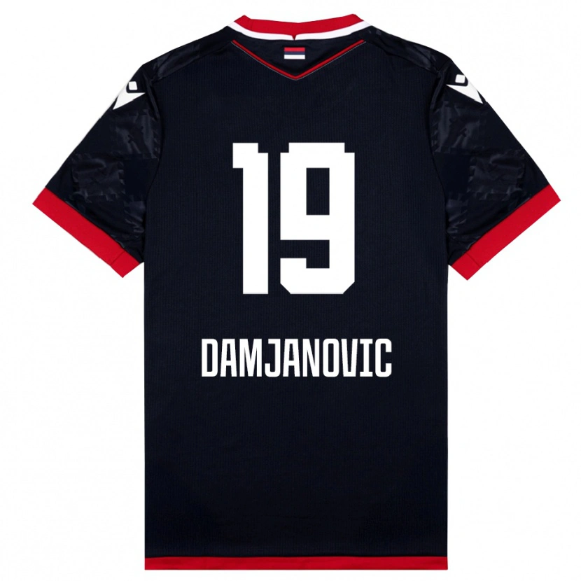 Danxen Herren Aleksa Damjanovic #19 Schwarz Rot Auswärtstrikot Trikot 2025/26 T-Shirt