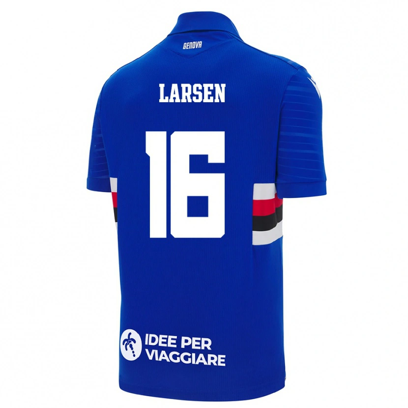 Danxen Damen Kathrine Østergaard Larsen #16 Blau Weiß Heimtrikot Trikot 2025/26 T-Shirt