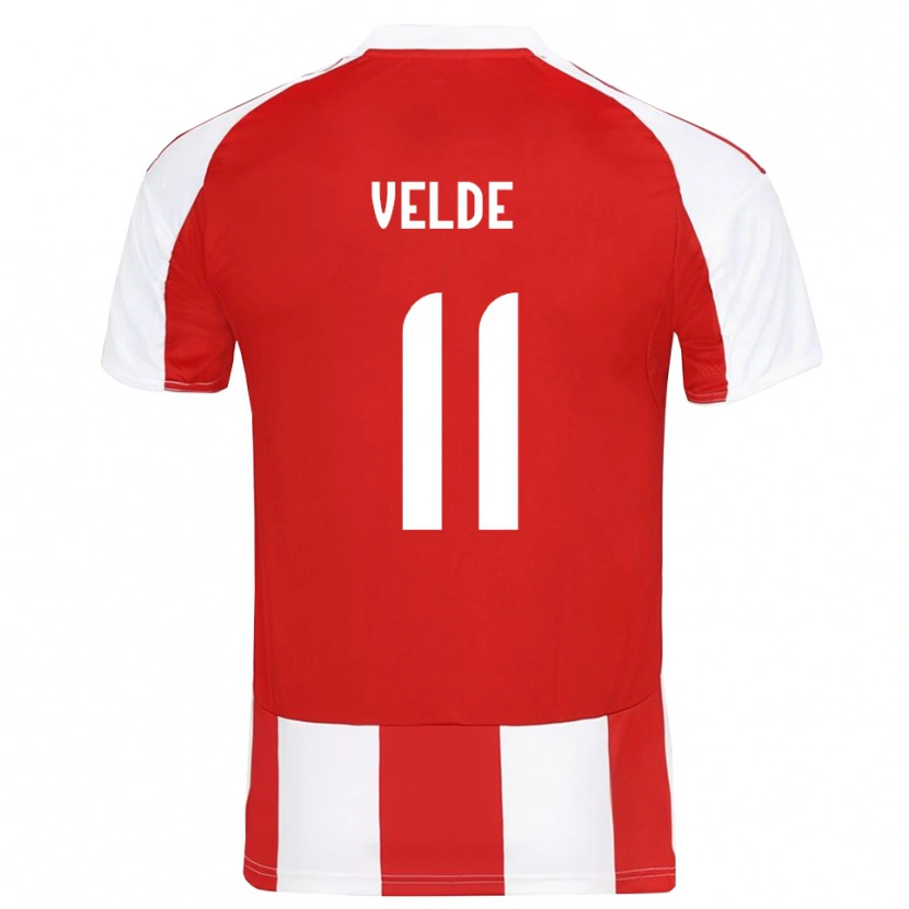 Danxen Damen Kristoffer Velde #11 Rot Weiß Heimtrikot Trikot 2025/26 T-Shirt