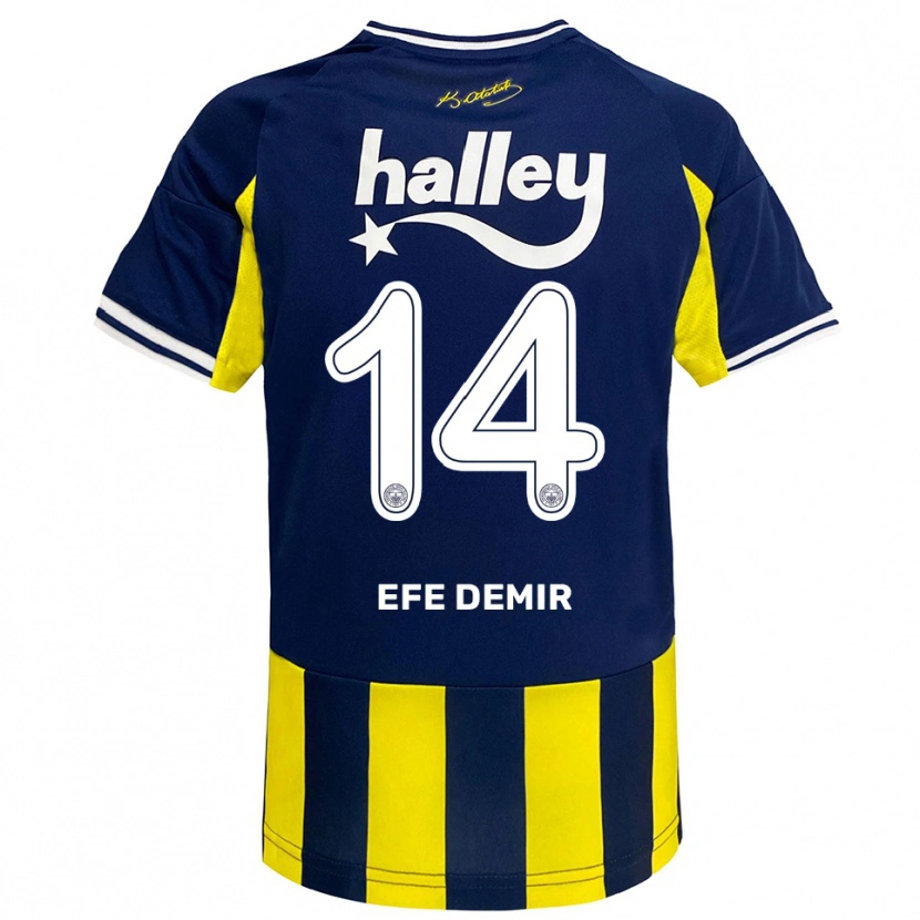Danxen Damen Yiğit Efe Demir #14 Gelb Marineblau Weiß Heimtrikot Trikot 2025/26 T-Shirt