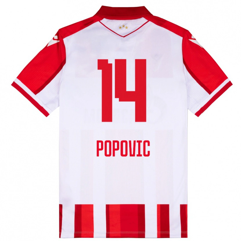 Danxen Damen Mihajlo Popovic #14 Rot Weiß Heimtrikot Trikot 2025/26 T-Shirt