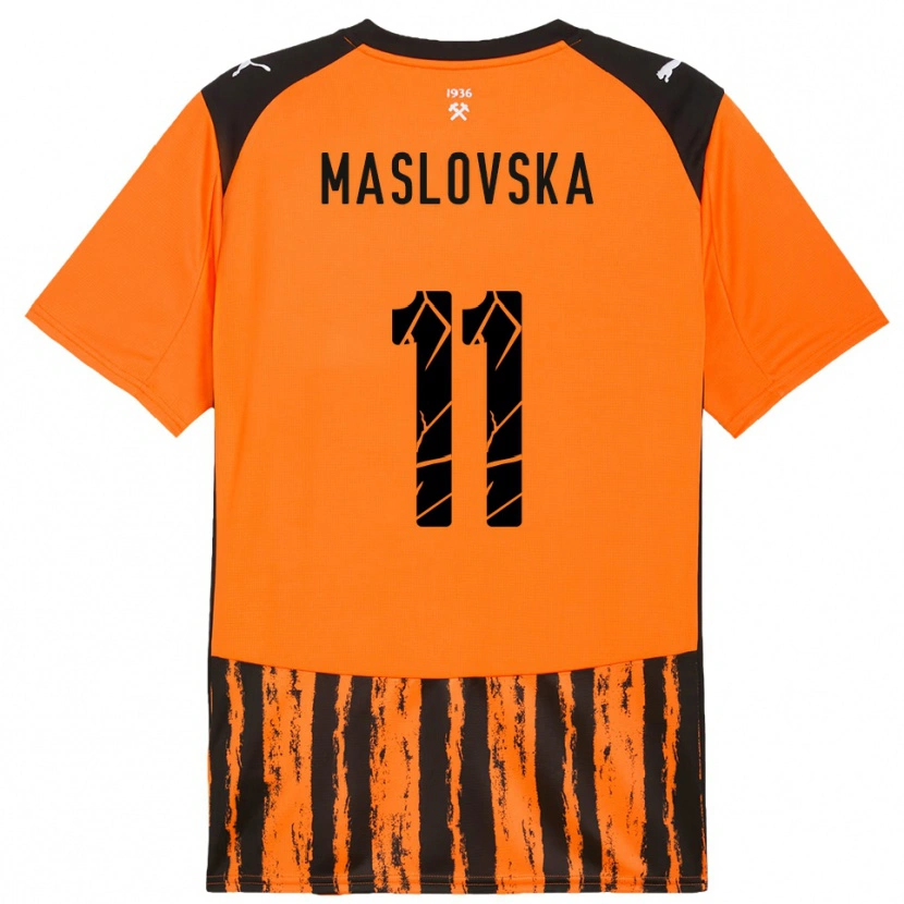 Danxen Damen Yelyzaveta Maslovska #11 Orange Schwarz Heimtrikot Trikot 2025/26 T-Shirt