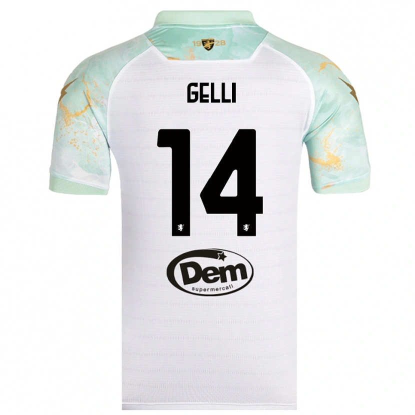 Danxen Damen Francesco Gelli #14 Weiß Schwarz Auswärtstrikot Trikot 2025/26 T-Shirt