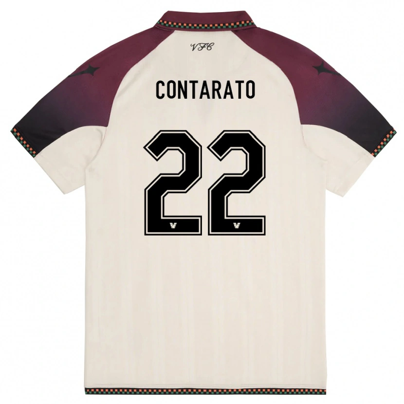 Danxen Damen Ettore Contarato #22 Cremefarben Burgund Auswärtstrikot Trikot 2025/26 T-Shirt